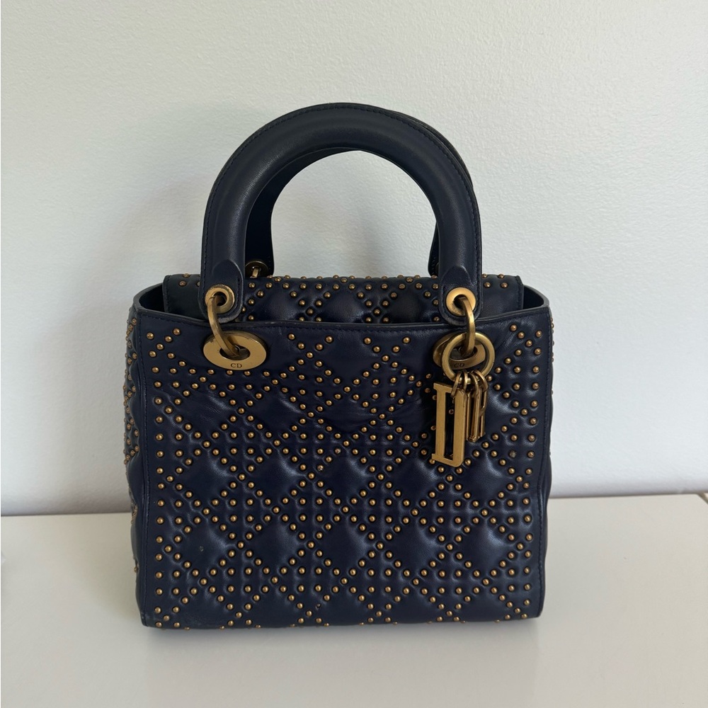 CHRISTIAN DIOR Medium Studded Supple Lady Dior Bag